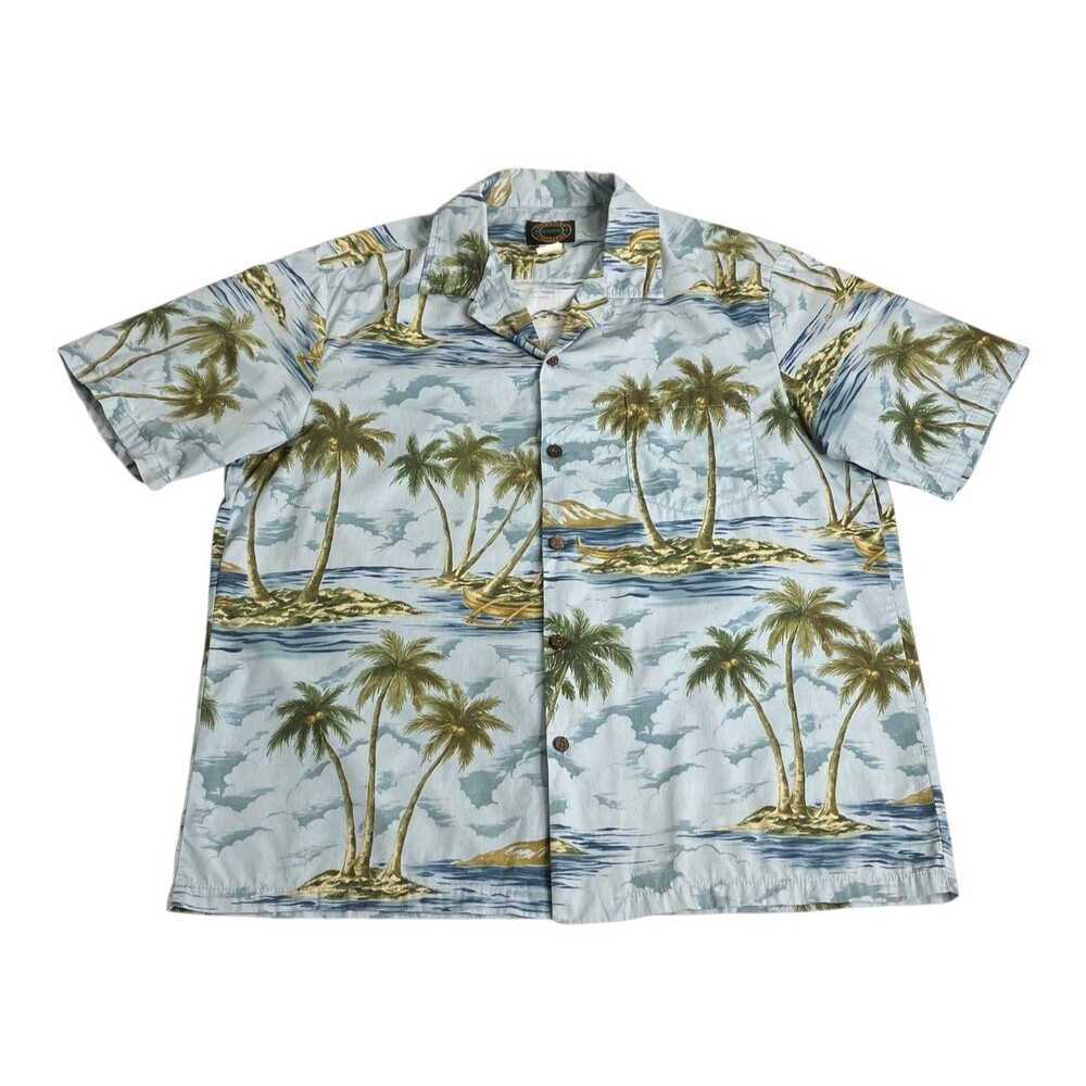 Vintage 90s Hawaiian Collection Reserve Shirt Mens XL‎ Palm Tree Island AOP USA